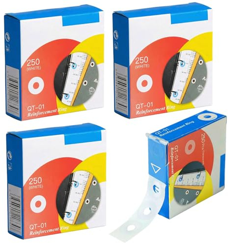 1000Pcs Hole Punch Reinforcers, Waterproof Ring Holes Page Reinforcers Stickers, Loose-Leaf Paper Hole Reinforcement, Ring Binder Hole Reinforcers for Office School Supplies Transparent