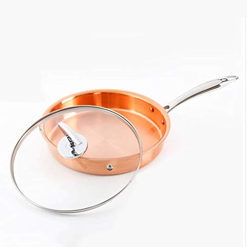 LTLWSH Non-stick kopparbelagd stekpanna kopparpanna ugnspanna och diskmaskinssäker stekpanna rund panna 28 cm