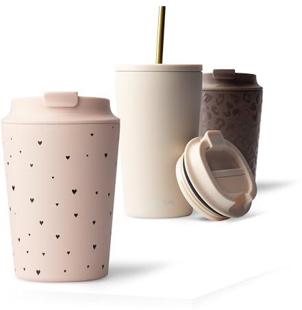 MAMEIDO Termomugg 350 ml (Blush Crush) | 4h varmt/8h kallt, läcksäker & BPA-fri med fällbart lock, kaffemugg to go i stål – passar i bilhållare