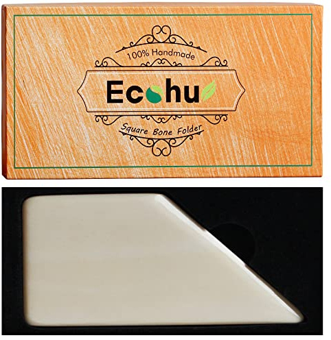 ECOHU Square Bone Folder - Genuine Bone, Paper & Leather Crafts, Card Making, Origami, Bookbinding, Scrapbooking, Non-Scratch, Non-Stick