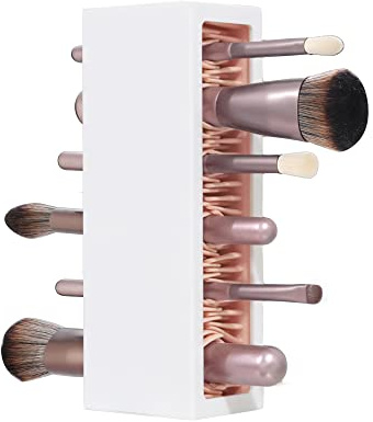 Jamend Clxp MUBH06 Support de rangement en silicone pour pinceaux de maquillage, eye-liner et plus encore (rose/blanc)