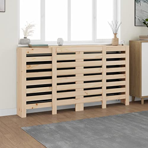 HOMIUSE 210x21x85 cm Heizkörper Verkleidung mit Horizontalen Latten Heizkörper Abdeckung Landhausstil Heizungsabdeckung Heizungsverkleidung für Schlafzimmer Wohnzimmer Braun Massivholz Kiefer