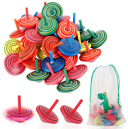 Holzkreisel für Kinder, Sterneer 30 Stück Kreisel aus Holz, Mini-Kreisel, Kreisel für Kinder