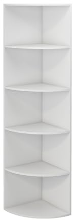 Oskar-Store Vicco Estante de Esquina Fabienne, Blanco, 40 x 180 cm con 5 Compartimentos, Apto para Montaje en Pared para una disposición Variable del Espacio
