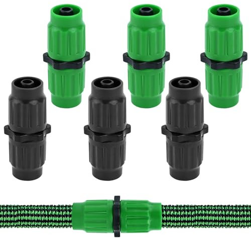 Bekecidi Conector de Reparación de Manguera Expandible, Kit de Extensión de Manguera de Jardín de Doble Canal, Conector de Manguera de Jardín de Conexión Rápida para 25 50 75 100 Pies, 6 Piezas