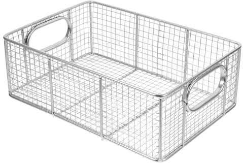 BIUDECO Edelstahl Frittierkorb Mit Hitzebeständigem Henkel Kleines Rechteckiges Sieb Für Pommes Und Hähnchen Robustes Deep-fry Korb Für Küche Restaurants Einfaches Handling Und Langlebig