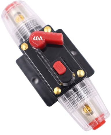SPTSSWET 40A Disjoncteur Interrupteur porte-fusible de réinitialisation 12V-24V DC avec réinitialisation manuelle pour système d'amplificateur de son audio de voiture RV Home Marine Boat Truck