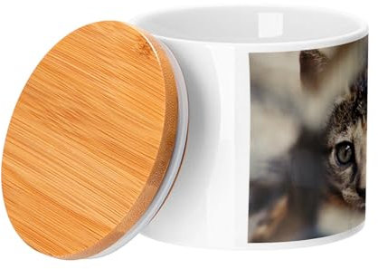 Fabulous Keramiktopf mit Deckel Bambus - Europäische Wildkatze Tiger Tierleben Natur Katzenartig - 473 ml (16 oz) - Topf