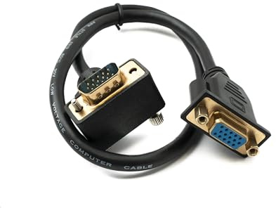 SYSTEM-S D Sub15 kabel 50 cm HD VGA 15 stift kontakt till hona DB15 vinkel up vinklad adapter