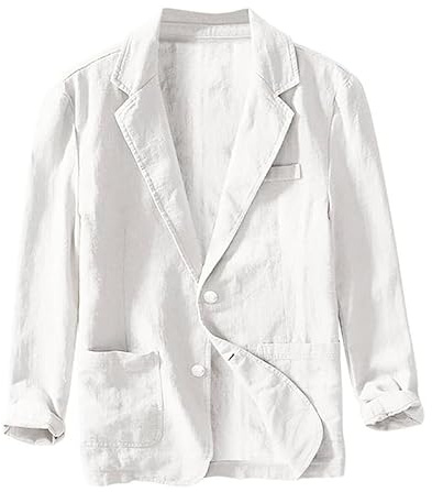 ZGantrix Men's Linen Jacket Blazer Leisure Suit Jacket Two Button Lightweight Sports Coats Slim Fit Leisure Blazer Men's Suit Jacket Jacket Sporty Leisure Two Button Lightweight Sports Coats