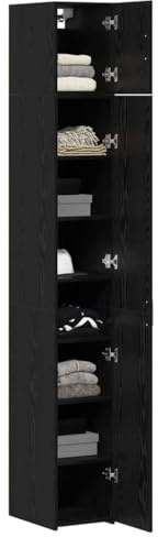 vidaXL Armadio 2 PCS Rovere Nero 30 x 42,5 x 225 cm, Mobile per Soggiorno, armadietto Rettangolare, scaffale Moderno, Soluzione Pratica, Organizer in Legno