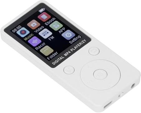 XUXHOU 1,8 byggd på skärmen MP3 MP4-spelare 5.0 – 16 GB minneskort lång batteritid för underhållning och lädernackdel (vit)