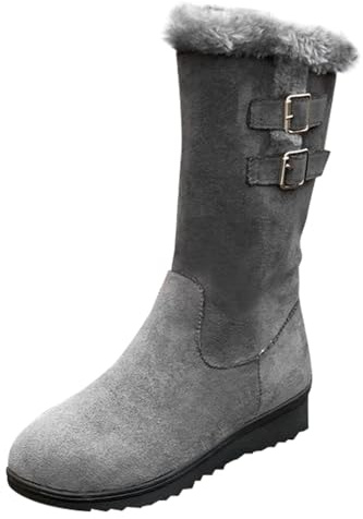 cfpqv Bottes d'hiver doublées en daim pour femme - Bottes d'équitation chaudes - Bottes western pour femme - Bottes d'hiver thermiques - Bottes de travail - Bottines basses, gris, 38 EU