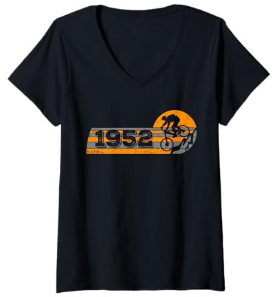 Mujer MTB Bike Ciclista Mountainbike Nacido en 1952 Cumpleaños Camiseta Cuello V