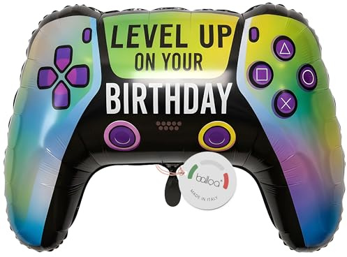 Globo de foil XXL Level Up Controller de balloa, globo de helio con motivo de jugador, globo de foil para decoración de cumpleaños infantil para niños, globo de foil para regalo de cumpleaños