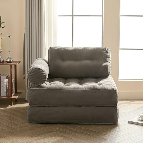 Litbird boneless Sofa Bean Bag Chair Bed, Corduroy, Grey