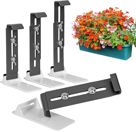 Fönsterboxfästen - 3,94-7,09 tum Fäste för planteringslåda, rostfritt stål Balkongfäste, hängbar utan borr Fästen för planteringskåp Flower Box | Lättviktshängbart 4 set förbättrat bottenstödräcke