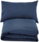 Amazon Basics Juego de Funda nórdica Cama 80/90 de 2 Piezas, Microfibra - Funda de edredón 135 x 200 cm y 1 Funda de Almohada 50 x 80 cm, Azul Marino, Rayas