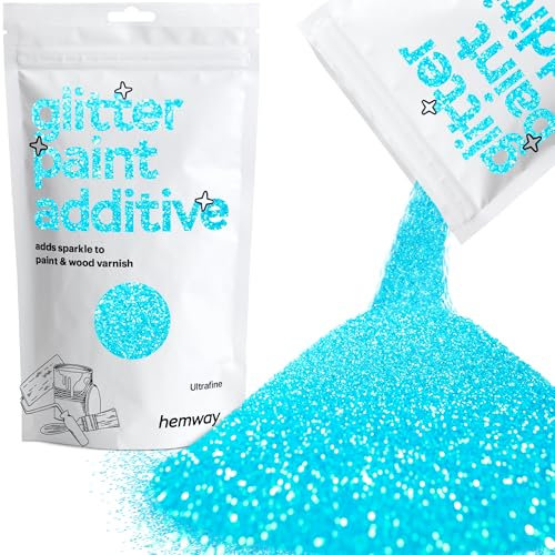 Hemway Glitter Paint Additive - Baby Blue | 100g Metallic Flakes for Adding Sparkle to Paints & Wood Varnish | Add to Emulsion, Acrylic & Latex for Indoor Sparkly Walls