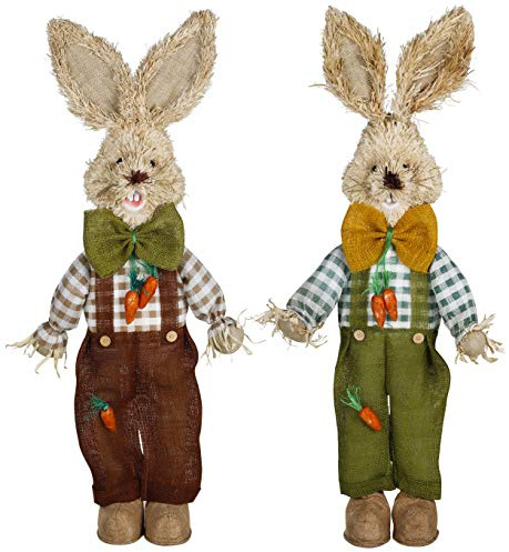Bambelaa! Figura Decorativa de Conejos de Pascua, Pareja, Paja Grande, decoración de Pascua, Conejo de Pascua, Pareja, Aprox. 100 cm de pie (1 par = 2 Unidades).