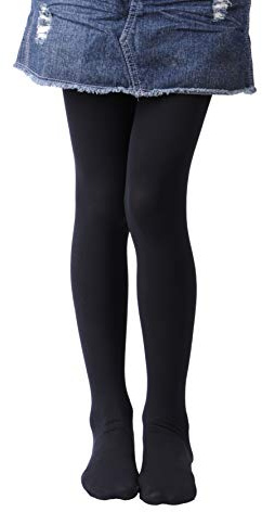 EVERSWE Girls Tights, Semi Opaque Footed Tights, Microfiber Dance Tights 40Den (Black,8-10)