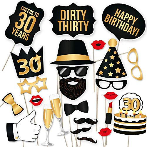 30 Geburtstag Foto Requisiten,Photo Booth Props Dekoration Accessoires,Geburtstagsfeier lustige Fotorequisiten,Party Requisiten Selfie Requisiten,Geburtstag Party Photo Booth Props (B)