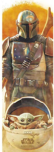 Póster para puerta de Close Up The Mandalorian (53 cm x 158 cm), color blanco