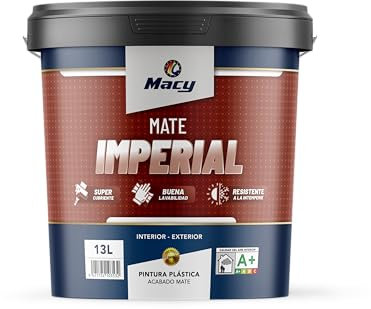 Macy Pintura Plástica Mate Imperial. Especial lisos. 8 Litros. Interior y Exterior. Color Blanco