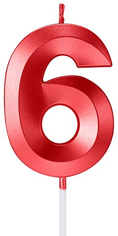 Happy Birthday - Geburtstagskerzen, Metallic-Rot, 6er Pack (5cm, 7cm, 10cm), Rauchfrei, Geruchlos, Bioabbaubar