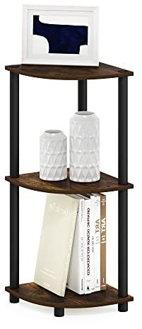 Furinno Turn-N-Tube Scaffale multiuso per espositore angolare a 3 livelli, Pino ambrato/Nero