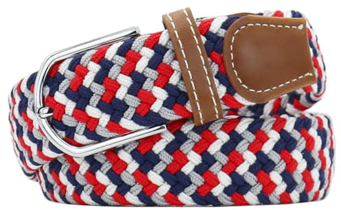 Huyfhksd Multicolored Elastic Woven Golf Belts Casual Braided Stretch Belt for Men and Women, S, Multicolor A