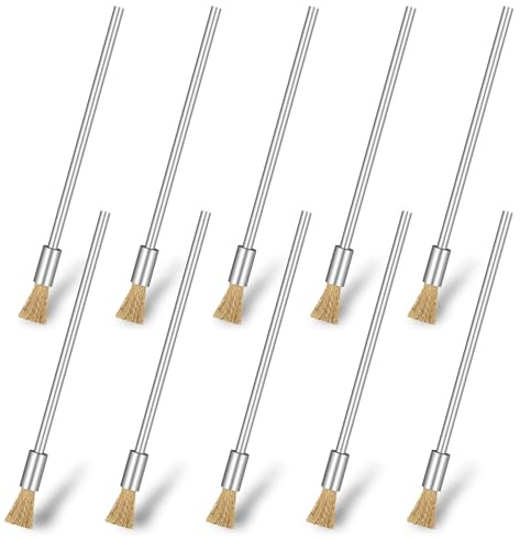 Giantree 10 x 3 mm trådborstar, liten och mässing, roterande poleringsverktyg, stålborste för