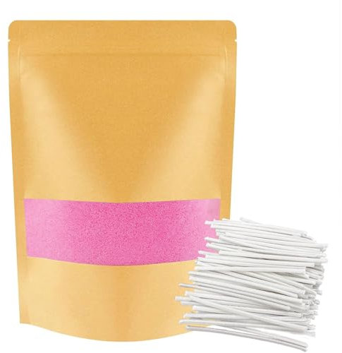 ALLAVA Sable de bougie avec mèche - 1 kg avec 50 mèches de 5 cm - 50 mèches de bougie - Sans base - Granulés de cire pour fabrication maison de bougie en cire - 1 kg - Rose