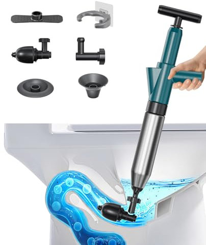 Toilet Unblocker Heavy Duty, Toilet Plunger Sink Unblocker High Pressure Plunger Kit for Unblocking Toilets Sink Bathtub Floor Drain