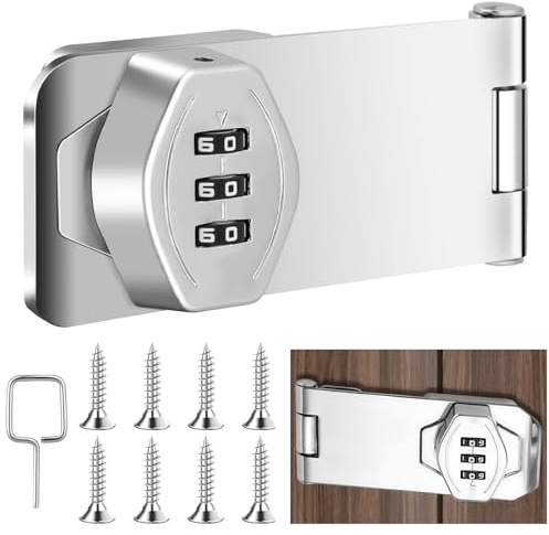 Cerradura de Combinación de Puerta Gabinete,Cerradura de Seguridad 3 Dígitos con Tornillo,Cerradura Mecánica con Contraseña,Cerradura de Privacidad para Puertas Armarios Granero Garaje (Argento)