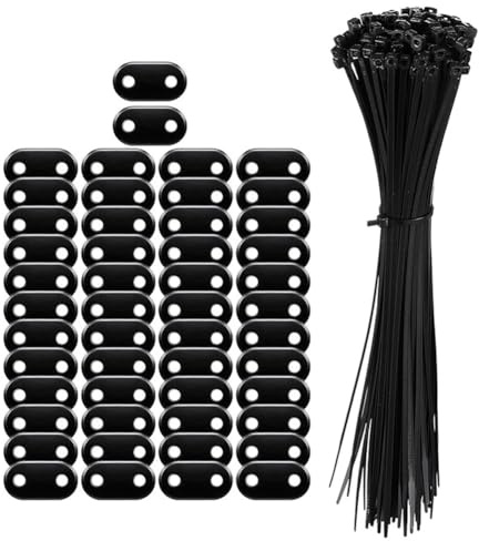 Harewtwy 100PCS Privacy Screen Fixing Kit 2 Hole Plastic Black Cord Clamp for Ropes End Spring Toggle Stopper Slider, Black for Privacy Mat Garden Fences