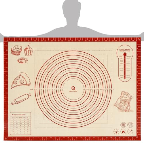 Silicone Baking Pastry Dough Mat - 32x24Inch Extra Large Cookie Bread Rolling Mats Sheet, Nonstick Kitchen Counter Kneading Board, Thick Reusable Pie Cookies Pizza Fondant Making Matt with Measurement