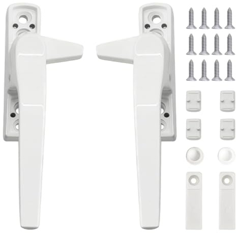 Briocht Durable UPVC Window Handle Replacement, DIY Installation, Secure PVC Handles with Safety Lock, Universal Fit for Home and Rental, Weather-Window Handles for UPVC Windows