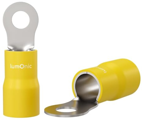 Lumonic 25x Capocorda ad anello 4,0-6,0mm² Parzialmente isolato | M3 | Rame stagnato | Collegamento sicuro del cavo senza saldature | Set, capocorda a crimpare, connettore a crimpare, occhiello ad ane