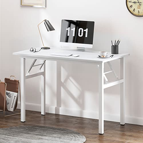 SogesHome Escritorio Plegable para Computadora 100 cm x 60 cm Mesa de Ordenador sin Montaje con Estructura Metálica Mesa de Estudio o Trabajo para Oficina, Estudio, Teletrabajo o Piso Pequeño