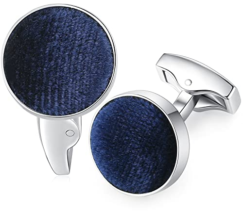HONEY BEAR Herren Hochzeit Baumwolle Stoff Samt Manschettenknöpfe Cufflinks Manschettenknopf,Runden