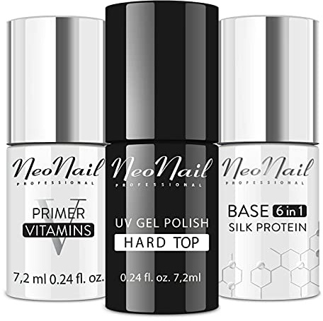 NEONAIL Hard Top Set ml + Base Silk Protein 7,2 ml + Primer Vitamins, säurefreie Zubereitung