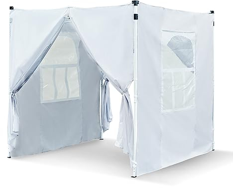 LEMROE Paneles laterales de 2 x 2 m resistentes al agua 210D de repuesto con cremalleras y ventanas transparentes para cenadores de jardín (blanco-2 x 2 m)