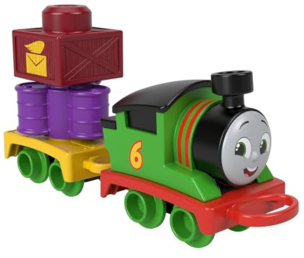 Thomas & Friends - Il mio Primo Percy, personaggio della serie trenino a spinta con carico impilabile, include 1 vagone merci e 2 pezzi di carico, giocattolo per bambini, 1+ anni, HXP53