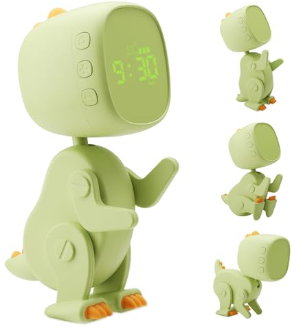 DAWRIS Sveglia Digitale per Bambini Senza Ticchettio, Forma Variabile, Snooze, Luce Notturna, 6 Musica, Luminosità e Volume Regolabili