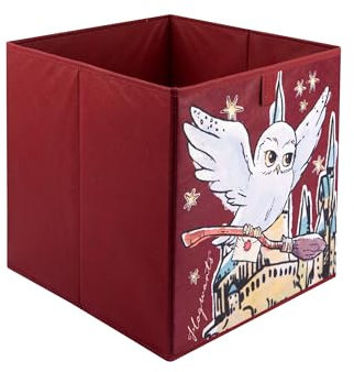 United Labels Harry Potter Aufbewahrungsbox - Hedwig Eule Kinder Kinderzimmer Spielzeugkiste ideal für Kallax Regal Rot 30 x 30 x 30 cm