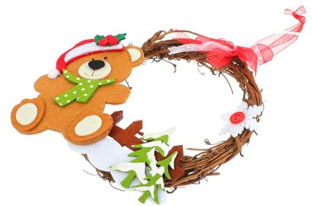 Cabilock Ciondolo Ghirlanda in Rattan Ghirlande Per La Porta D'ingresso Ornamento Di Natale Decorazioni Della Porta D'ingresso Decorazioni Natalizie Ghirlanda Natalizia Appesa Stoffa