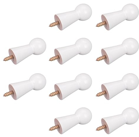 ShiningUU Kleiderhaken aus Holz, solide Handtuchhaken, Kinder-Kleiderhaken, minimalistischer Stil, Wandhaken mit Schraube, Wandmontage, dekorative für Türen, Treppenkanten, Kleiderschränke (weiß), 10