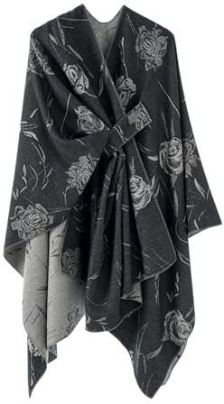 Sjalwraps för Damer, Mjuk Öppen Front Poncho Cape Kofta, Överdimensionerad Halsdukströja för Kväll, Bröllop, Fest, Resa