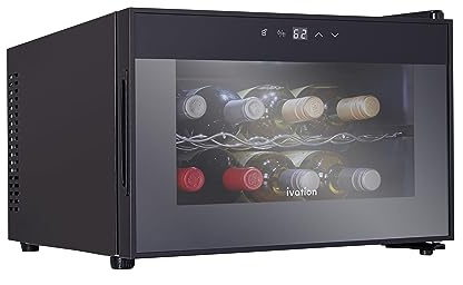Ivation Premium 8 Bottle Horizontal Thermoelectric Wine Cooler/Chiller Counter Top Red & White Wine Cellar w/Digital Temperature, Freestanding Refrigerator Quiet Operation Fridge